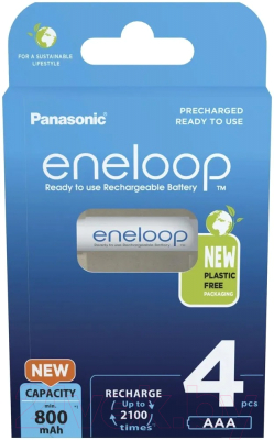 Комплект аккумуляторов Panasonic Eneloop AAA 800 / BK-4MCDE/4BE