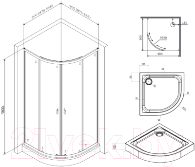 Душевой уголок AM.PM X-Joy W88E-205-090BT64