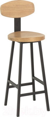 Стул барный Stal-Massiv SMH-S65 со спинкой (дуб натуральный/черный) - фото