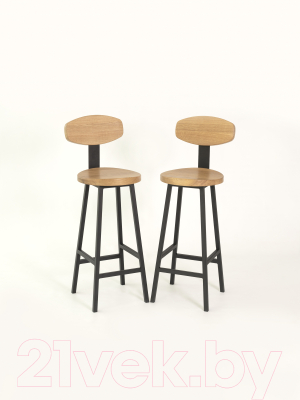 Стул барный Stal-Massiv SMH-S65 со спинкой (дуб натуральный/черный)