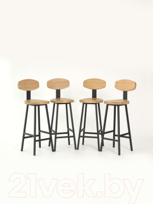 Стул барный Stal-Massiv SMH-S65 со спинкой (дуб натуральный/черный)