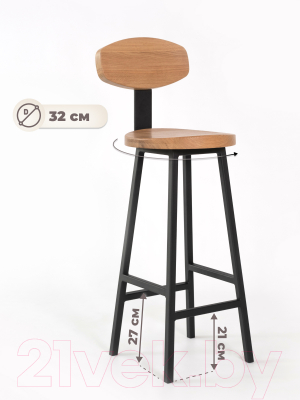 Стул барный Stal-Massiv SMH-S65 со спинкой (дуб натуральный/черный)