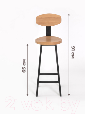 Стул барный Stal-Massiv SMH-S65 со спинкой (дуб натуральный/черный)