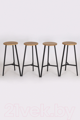 Табурет барный Stal-Massiv TRH-78 (дуб натуральный/черный)
