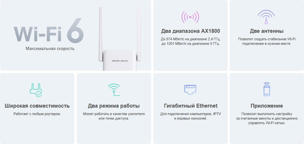 Усилитель беспроводного сигнала Mercusys ME70X