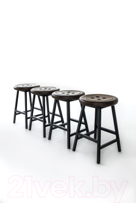 Табурет Stal-Massiv Button-47 (дуб мореный/черный)