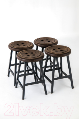 Табурет Stal-Massiv Button-47 (дуб мореный/черный)