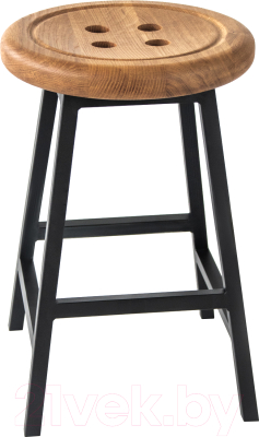 Табурет Stal-Massiv Button-47 (дуб натуральный/черный) - фото