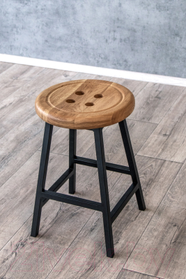 Табурет Stal-Massiv Button-47 (дуб натуральный/черный)