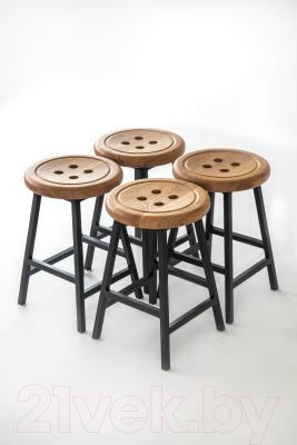 Табурет Stal-Massiv Button-47 (дуб натуральный/черный)