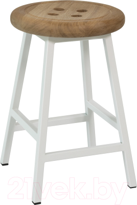 Табурет Stal-Massiv Button-47 (дуб натуральный/белый) - фото