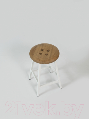 Табурет Stal-Massiv Button-47 (дуб натуральный/белый)