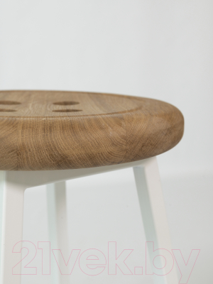 Табурет Stal-Massiv Button-47 (дуб натуральный/белый)