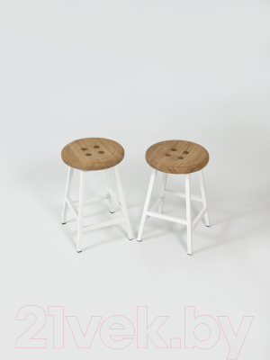Табурет Stal-Massiv Button-47 (дуб натуральный/белый)