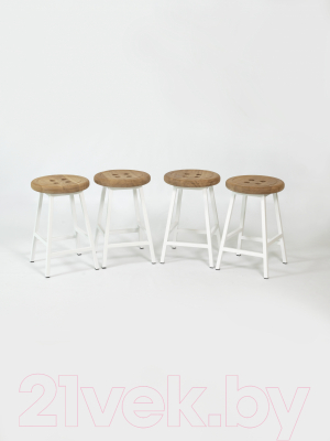 Табурет Stal-Massiv Button-47 (дуб натуральный/белый)