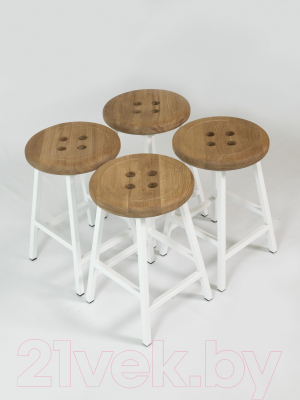 Табурет Stal-Massiv Button-47 (дуб натуральный/белый)