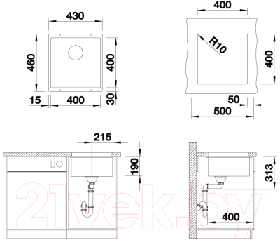 Мойка кухонная ZORG Subline 40 (белый камень)
