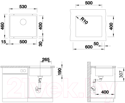 Мойка кухонная ZORG Subline 50 (белый камень)
