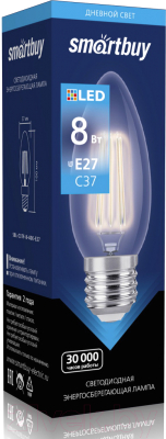 Лампа SmartBuy SBL-C37F-8-40K-E27