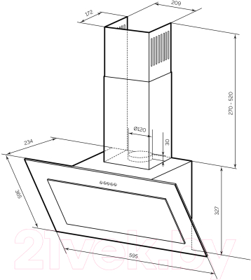 Вытяжка наклонная Lex Mio 600