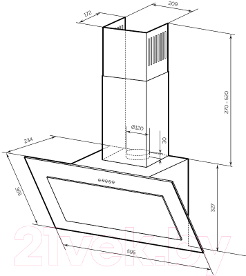 Вытяжка наклонная Lex Mio G 600