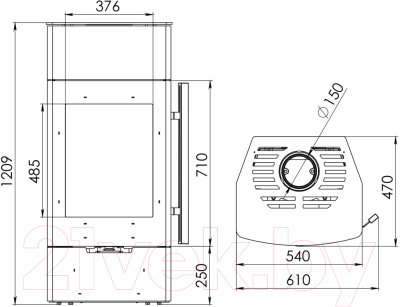 Печь-камин Мета-бел АОТ 10.0-01 (в модификации  Байкал)