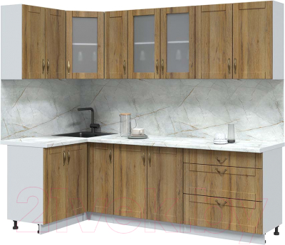 Кухонный гарнитур Интерлиния Мила Крафт 1.2x2.6 - фото