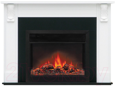 Каминокомплект Смолком Lyncoln MB/JUP/SYM26 + Moonblaze Deluxe-S BL LT (бьянко белый/черный) - фото