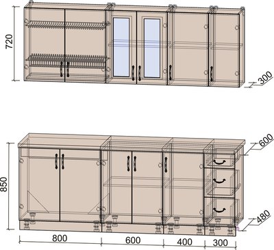 Кухонный гарнитур Интерлиния Мила Крафт 2.1