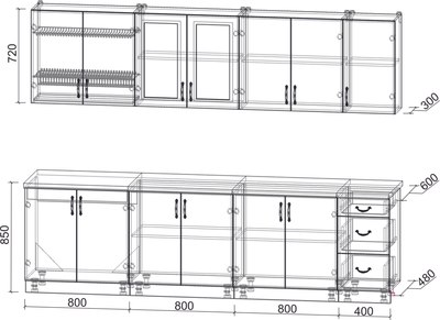 Кухонный гарнитур Интерлиния Мила Крафт 2.8А