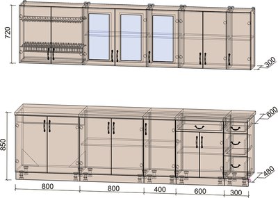Кухонный гарнитур Интерлиния Мила Крафт 2.9