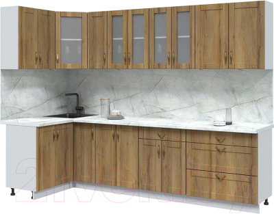 Кухонный гарнитур Интерлиния Мила Крафт 1.2x2.9 - фото