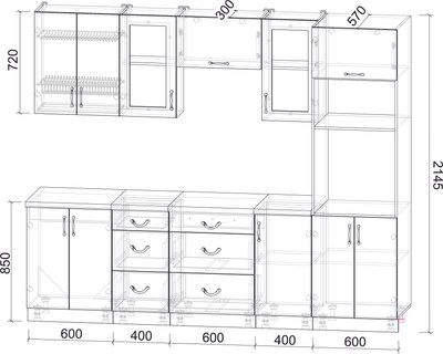 Кухонный гарнитур Интерлиния Мила Крафт 2.6