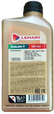 Моторное масло Lemarc Qualard 9 5W40 / 11780301