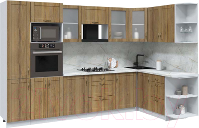 Кухонный гарнитур Интерлиния Мила Крафт 1.68x3.2 правая - фото