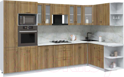 Кухонный гарнитур Интерлиния Мила Крафт 1.68x3.4 правая - фото