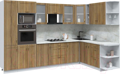 Кухонный гарнитур Интерлиния Мила Крафт 1.88x3.2 правая - фото