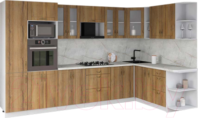 Кухонный гарнитур Интерлиния Мила Крафт 1.88x3.4 правая - фото