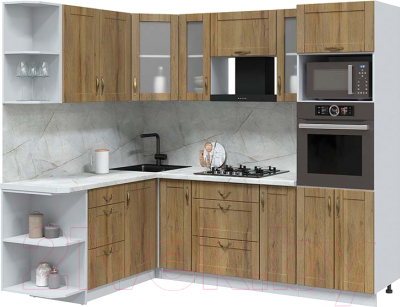 Кухонный гарнитур Интерлиния Мила Крафт 1.68x2.6 левая - фото