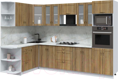 Кухонный гарнитур Интерлиния Мила Крафт 1.68x3.0 левая - фото