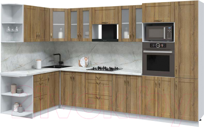 Кухонный гарнитур Интерлиния Мила Крафт 1.68x3.4 левая - фото