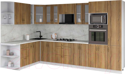 Кухонный гарнитур Интерлиния Мила Крафт 1.88x3.4 левая - фото