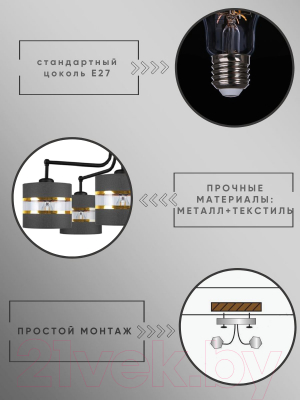 Потолочный светильник Aitin-Pro НПБ 02-5x60-101 / 8846/5 (черный)