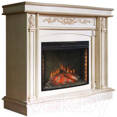 Каминокомплект Смолком Cardinal FS25-X + Dioramic 25 LED FX (белый дуб/патина золото)