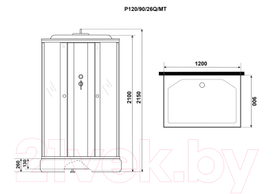 Душевая кабина Niagara Promo P120/90/26Q/MT 120x90x215