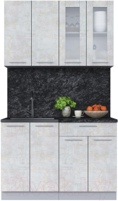 Кухонный гарнитур Интерлиния Мила 12 (бетон лайт/бетон лайт/кастилло темный) - фото