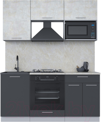 Кухонный гарнитур Интерлиния Мила 1.7 ВТ (бетон лайт/антрацит/опал светлый) - фото