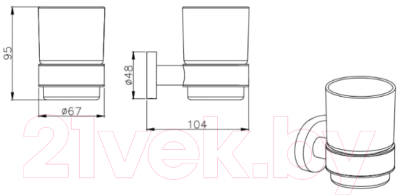 Стакан для зубной щетки и пасты Aquatek Вега AQ4004CR
