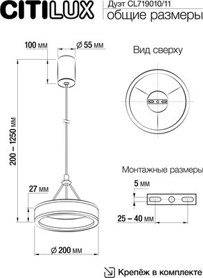 Потолочный светильник Citilux Дуэт CL719010