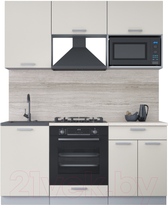 Кухонный гарнитур Интерлиния Мила Лайт 1.7 ВТ (персидский жемчуг/персидский жемчуг/травертин серый) - фото